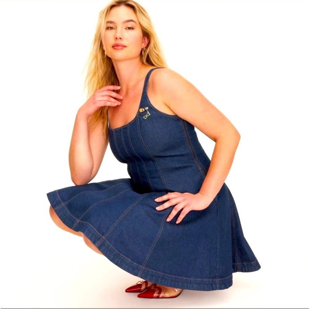 Kate Spade 8 NY X Target Limited Edition Women's Denim Seamed Mini Dress EUC